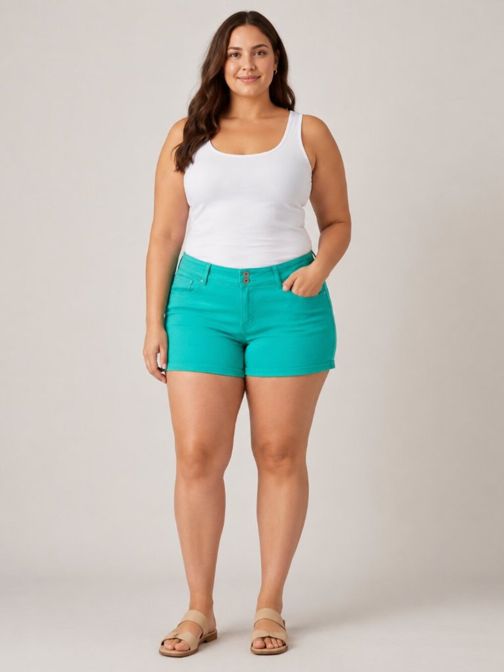 DENIZEN from Levi’s Turquoise Stretch Shorts Mid Rise Casual Summer Shorts